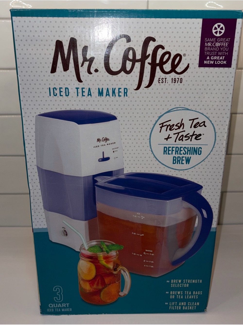 Mr. Coffee Iced Tea Maker TM75NB Blue 3 Quart Pitcher Factory Sealed New NIB